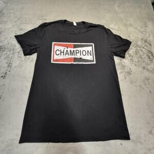 Champion Shirt Mens Large Black Canvas Distressed Graphic Tee Bold Logo